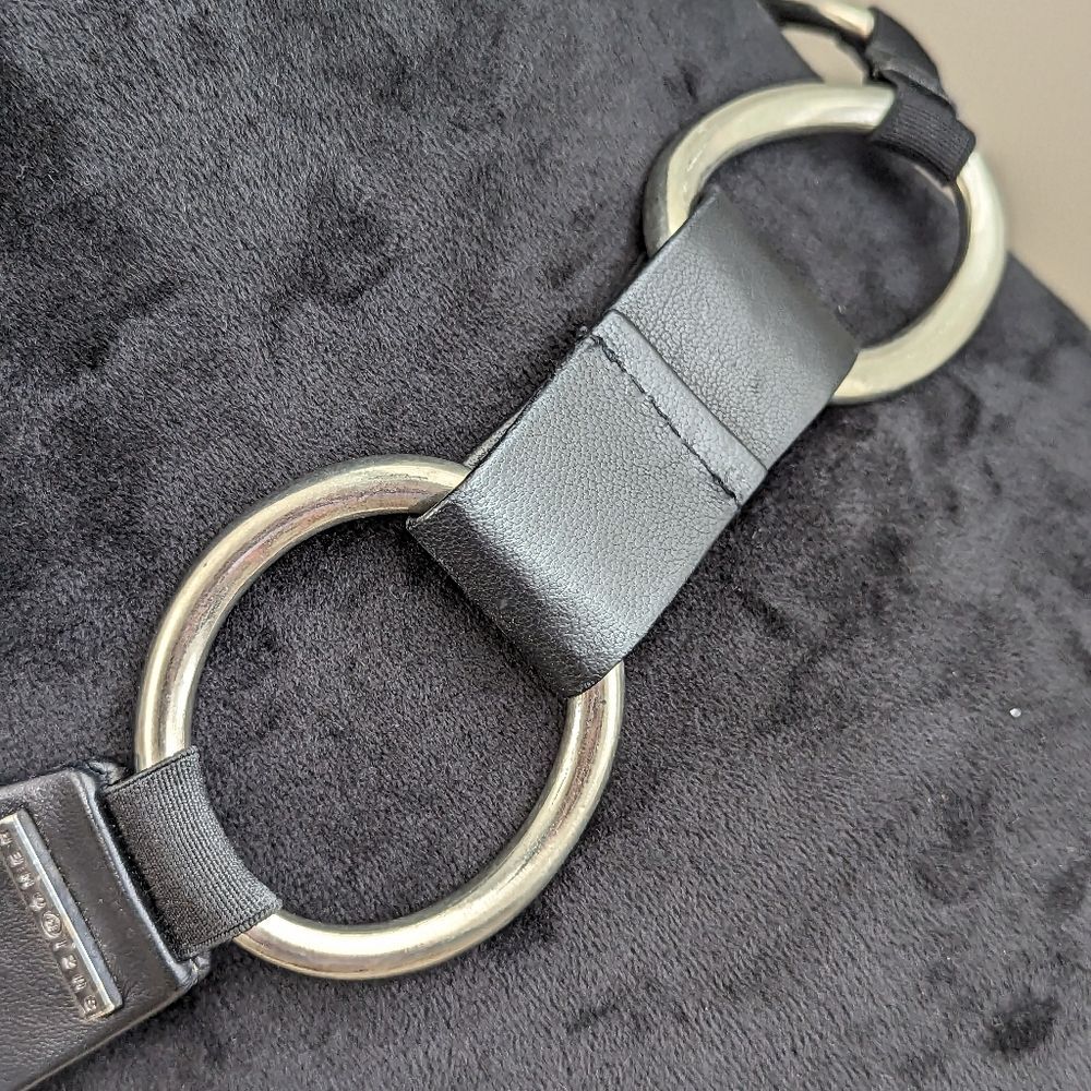 Suzi Roher Chunky Silver Tone and Black Leather Belt 35"- 40" Women - Picture 3 of 8